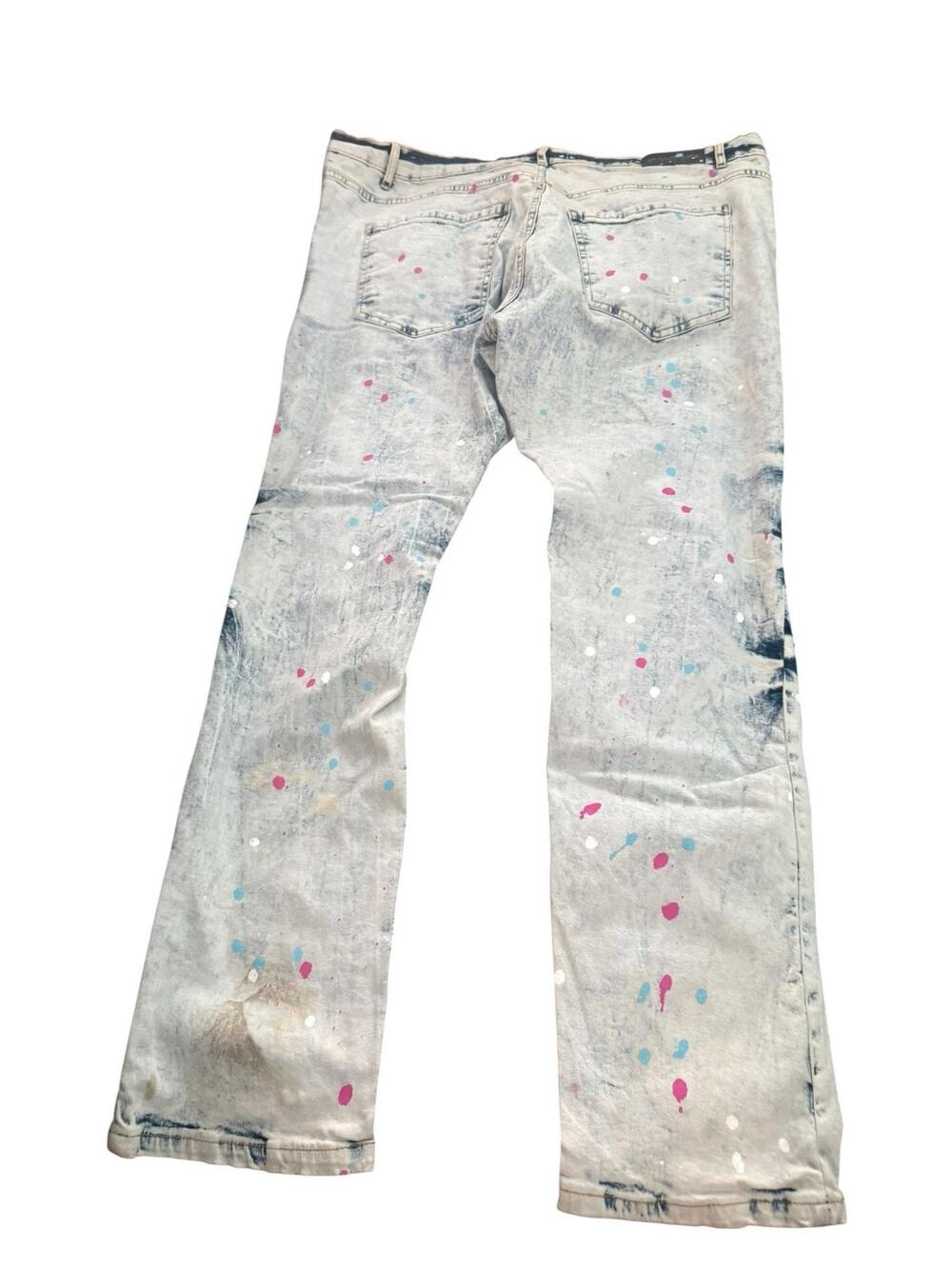 FWRD Denim Jeans Mens 44x32 Multicolor Acid Wash Relaxed Straight Paint Splatter